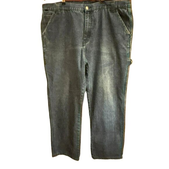 Vintage Craftsmen Medium Wash Cargo Pants 42 x 32 Painter Carpenter Paper Tag - Picture 1 of 3